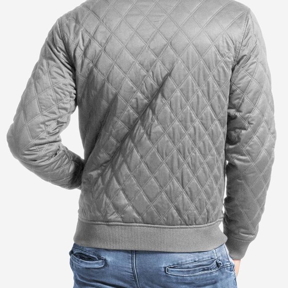 OLGYN Men’s Quilted Bomber Gray Jacket - Picture 2 of 4